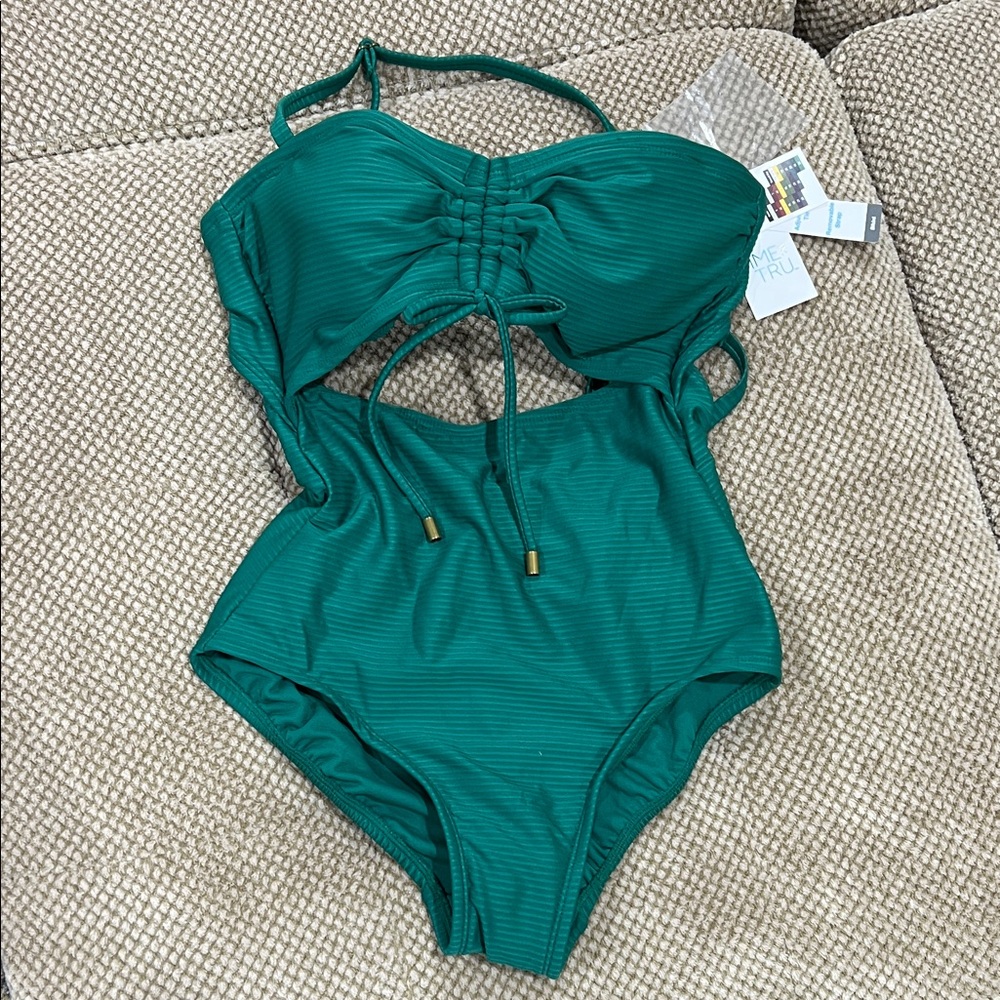 Time and Tru Teal One Piece Swimsuit